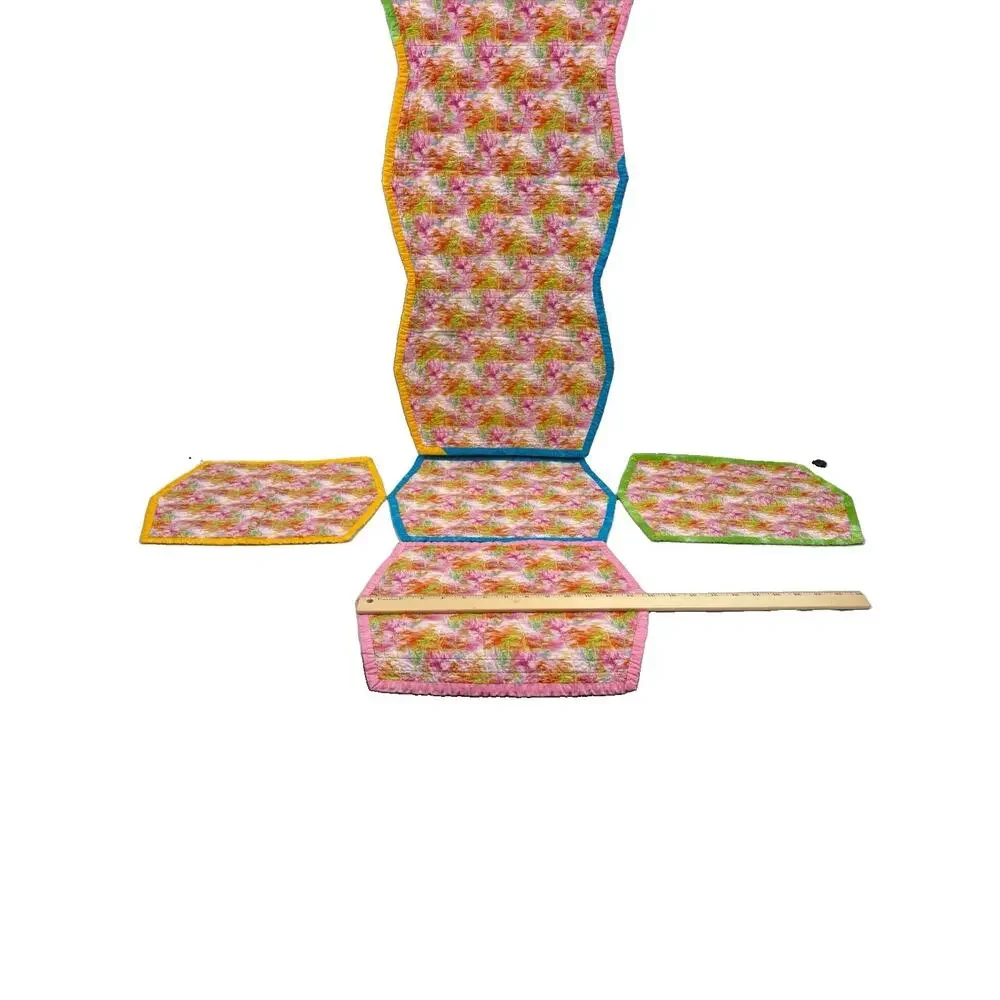 Handmade/ Quilted Mulitcolor And Pattern Set Of 4 Placemats W/ Matching Runner